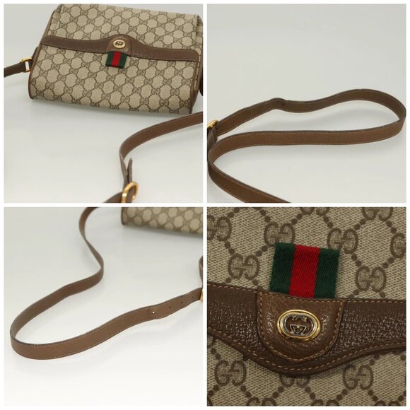 GUCCI GG Supreme Web Sherry Shoulder Bag PVC Beige Gold 904 02 084 Auth BA2769 - Picture 16 of 16